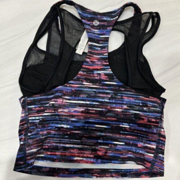 Lululemon White & Black Nulux Hinshu Alpine Break Free Crop Tank Bra Size 2 - Picture 5 of 9